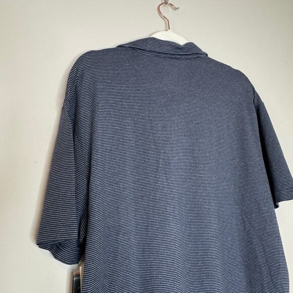 01. Algo Microstripe Performance Polo Shirt Blue White NWT Men’s XL - Picture 6 of 8